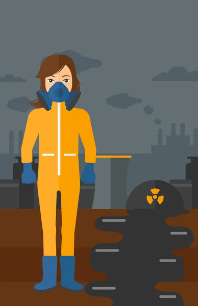 Kobieta w strój ochronny chemiczne. — Wektor stockowy