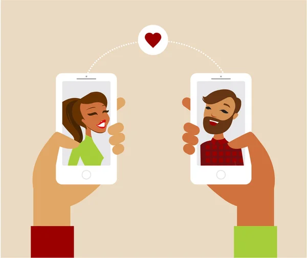 Online dating app έννοια — Διανυσματικό Αρχείο
