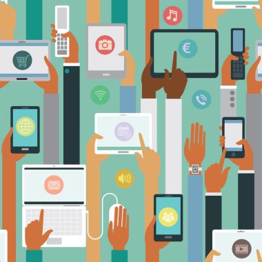 Akıllı aygıtlar seamless modeli holding eller