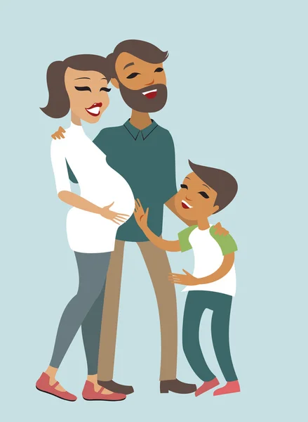 Hamile anne ile aile — Stok Vektör