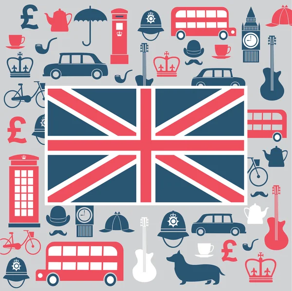 Conjunto gráfico vectorial de grandes símbolos británicos — Vector de stock