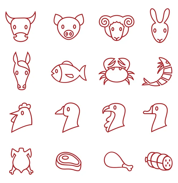 Iconos de carne — Vector de stock