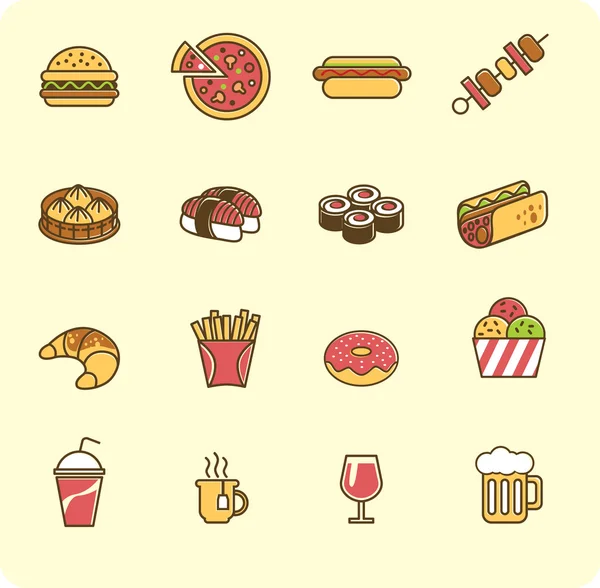 Fastfood icoon set — Stockvector