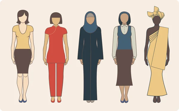 Différentes femmes nationales — Image vectorielle