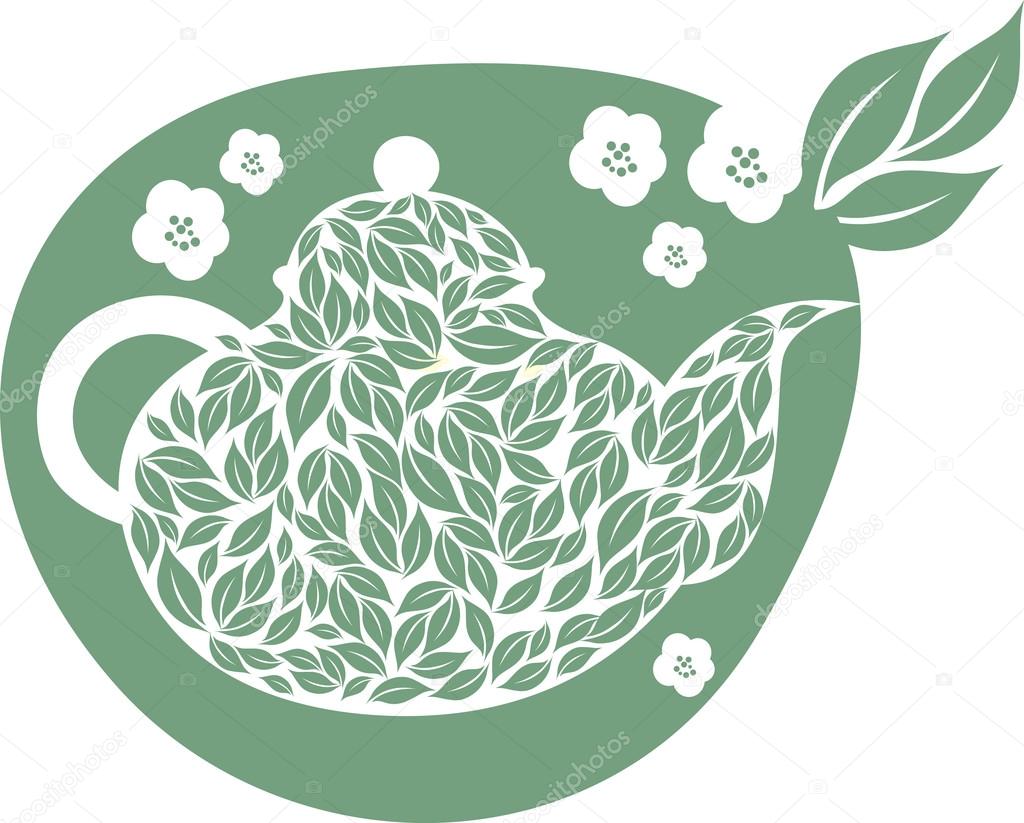 Teapot with tea leaf