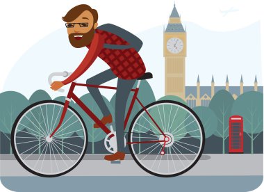 Hipster binicilik bisiklet Londra'da genç adam