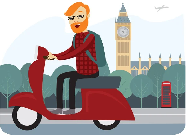 Londoner em uma scooter —  Vetores de Stock