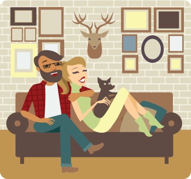 Young Couple Relaxing On Sofa clipart