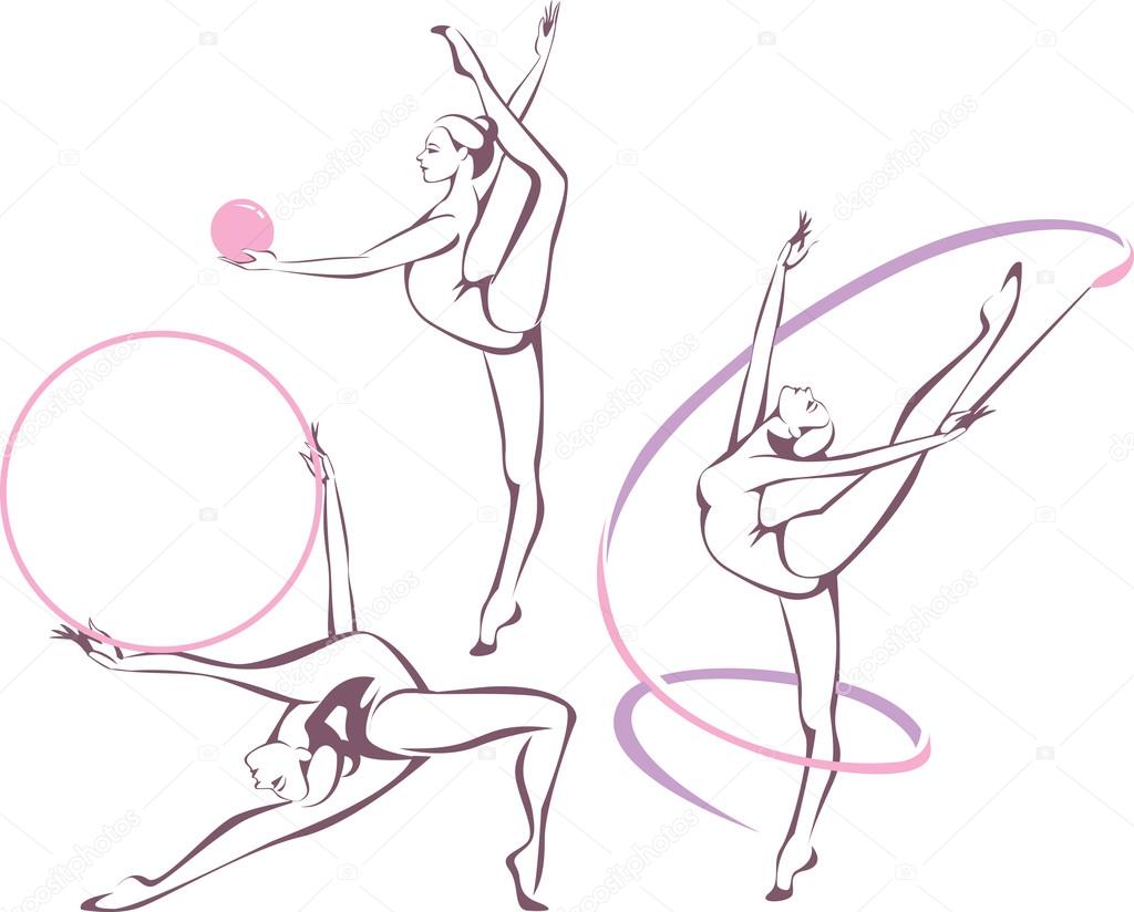 Creative set of gymnastic girl vector illustration