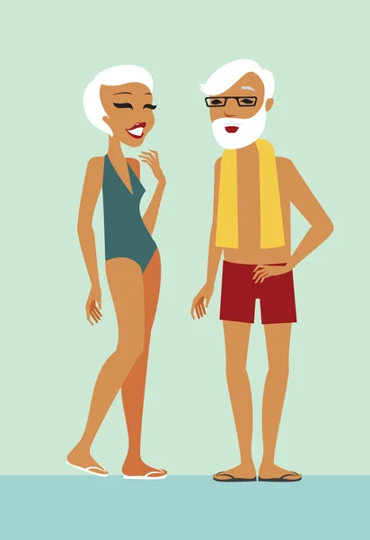 Seniors dans la piscine — Image vectorielle