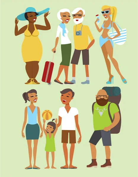 Conjunto de personas de vacaciones — Vector de stock