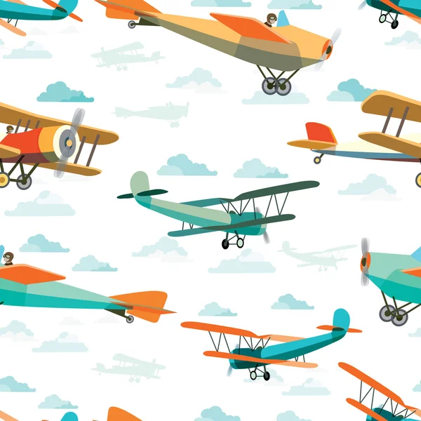 Бесшовный рисунок из Retro Airplanes — стоковый вектор