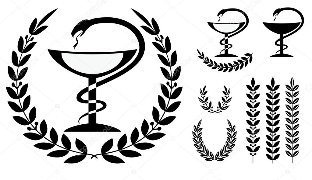 Pharmacy symbol medical snake and cup - vector illustration