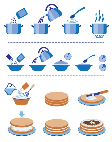 Instructies van een koken — Stockvector