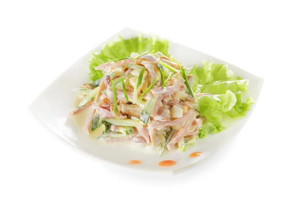 Sebze salatası jambon ve mantar ile. 