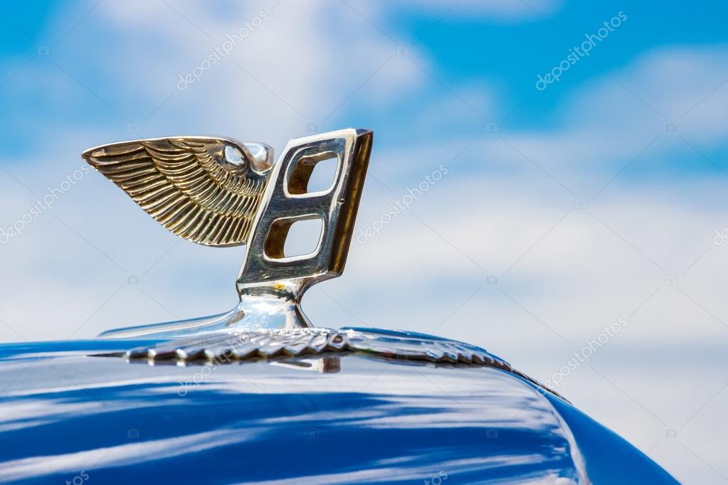 Minsk, Belarus - May-5-2012: Logo of vintage Bentley motor car close up at exhibition of retro cars in Minsk, Belarus.