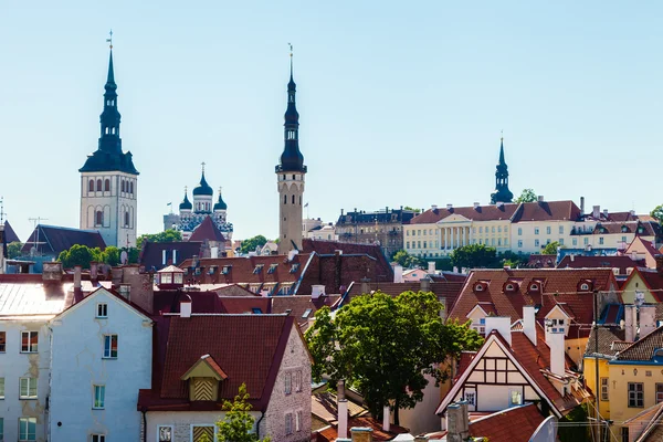 Panoráma starého města v Tallinnu na den, Estonsko — Stock fotografie