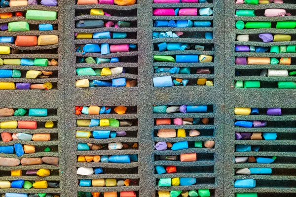 Set de creioane pastelate multicolore, vedere de sus . — Fotografie, imagine de stoc