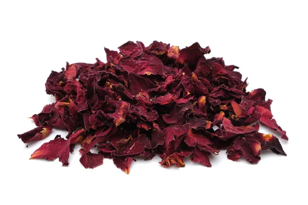 Pile Dried Healthy Rose Petals Dry Red Rose Petals Heap — Stock Photo, Image