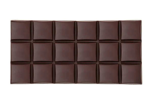 Dark Chocolate Bar Isolated White Top View — Stock Photo, Image