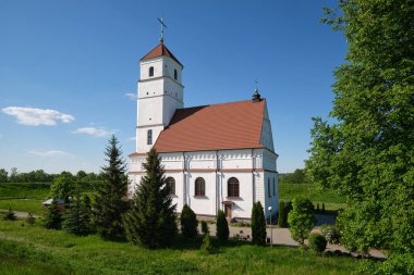 Old antique Transfiguration Cathedral in Zaslavl city, Minsk region, Belarus.