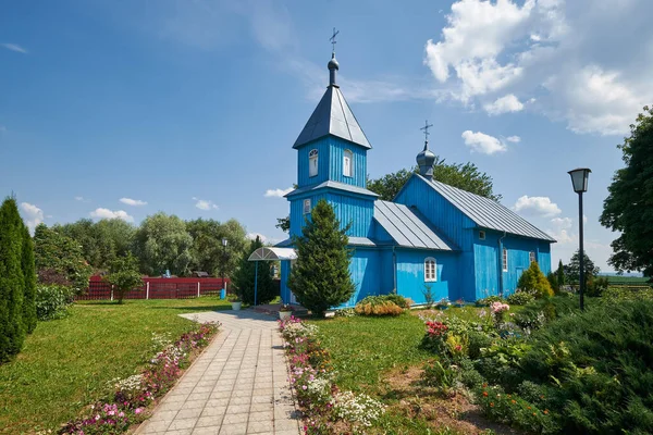 Igreja Madeira Velha Colocação Túnica Virgem Maria Gruzdovo Região Minsk — Fotografia de Stock