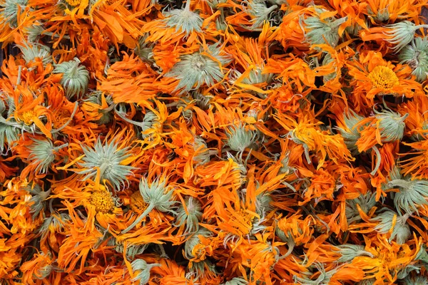 Sfondo Sano Fiori Calendula Petali Boccioli Calendula Essiccati Vista Dall — Foto Stock