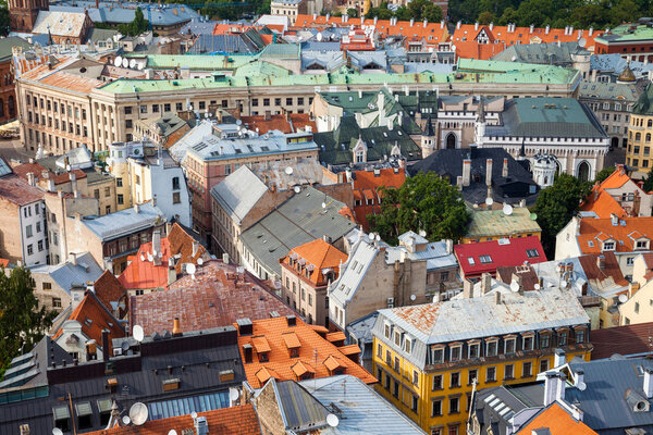 Aerial view of the old Riga city, Latvia