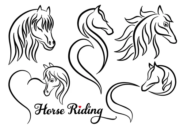 Horse riding, vector set — Stock Vector