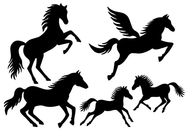 Horse silhouettes, vector — Stock Vector