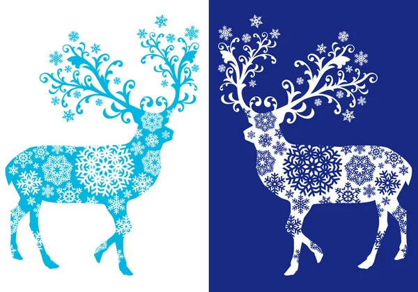 Ciervo azul quirstmas, conjunto de vectores — Vector de stock