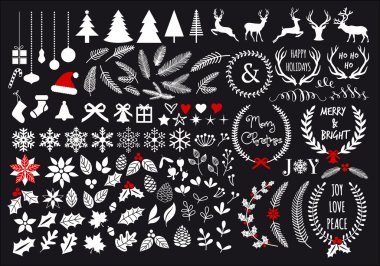 Big white Christmas set, vector clipart