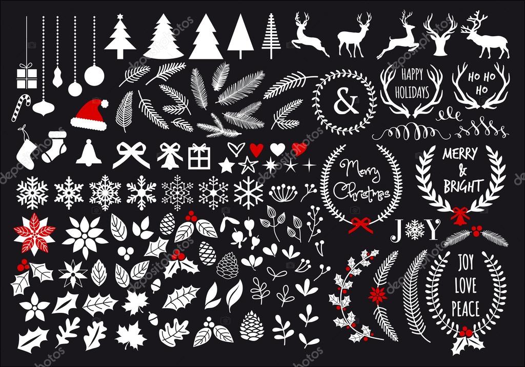 Big white Christmas set, vector Stock Vector Image by ©beaubelle #58593785