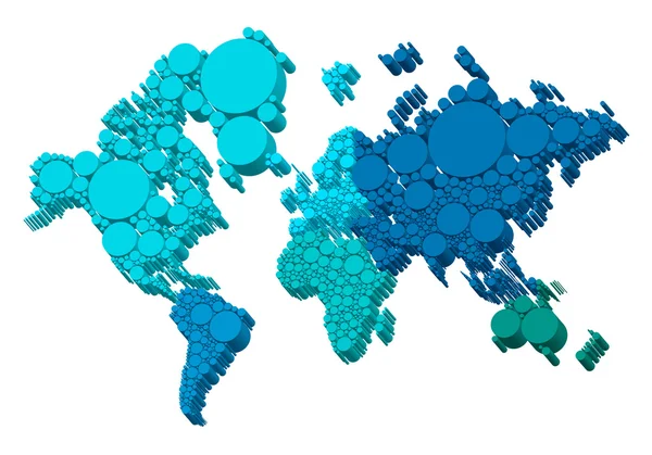 Carte du monde 3D avec points, vecteur — Image vectorielle