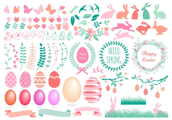 Feliz Pascua conjunto, vector — Archivo Imágenes Vectoriales