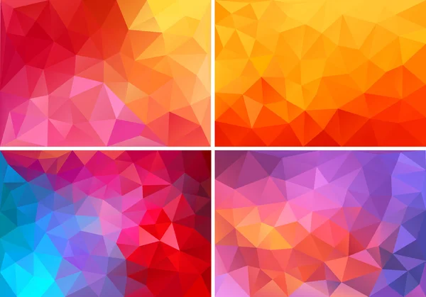 Red and pink low poly backgrounds, vector set — Stock Vector