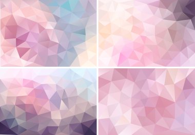 pastel pembe düşük Poli arka planlar, vektör set