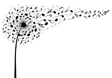 Music dandelion flower, vector
