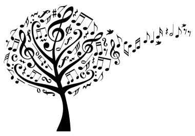 Music tree with notes, vector clipart
