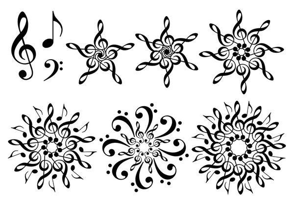 Fleurs de musique, ensemble vectoriel — Image vectorielle