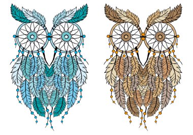 Dreamcatcher baykuş, vektör