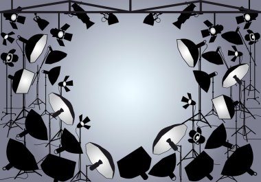 Photo studio with lights, vector