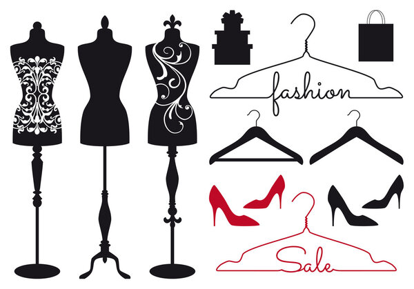 Мода манекены, векторный набор
