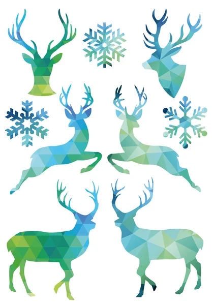 Cervo di Natale geometrico, insieme vettoriale — Vettoriale Stock