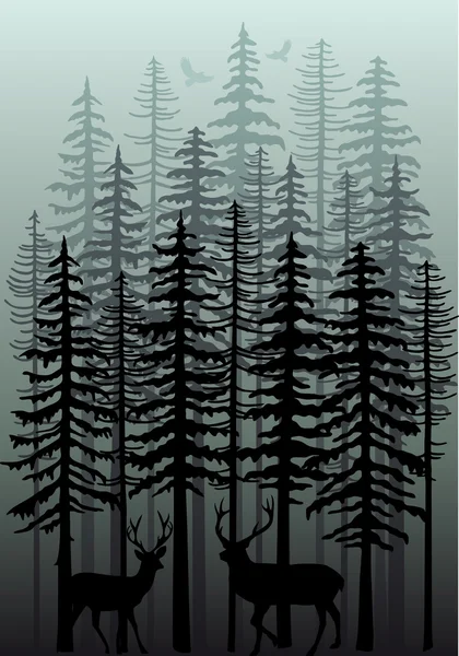 Зимний лес, вектор — стоковый вектор