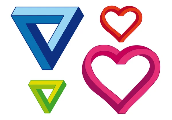 Corazón infinito y triángulo, conjunto de vectores — Archivo Imágenes Vectoriales