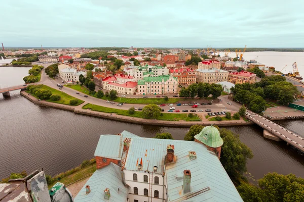 宽视角的老的维堡市，俄罗斯 — 图库照片