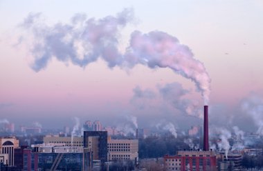 Şehir içinde belgili tanımlık soğuk üzerinde duman