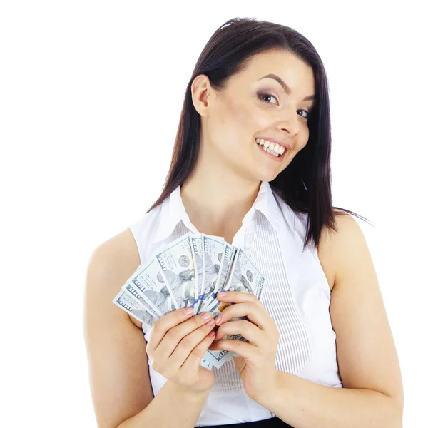 başarılı iş kadını elinde nakit ile