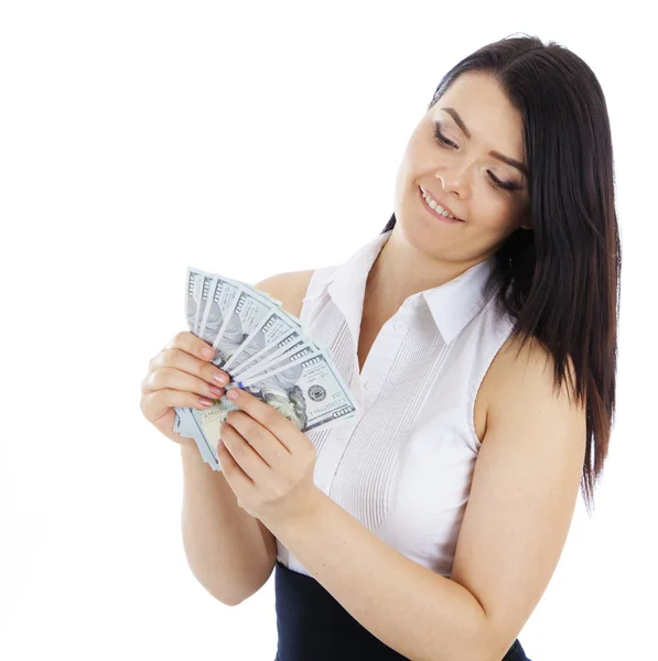 Бізнес-леді з готівкою в руці Стокове Фото